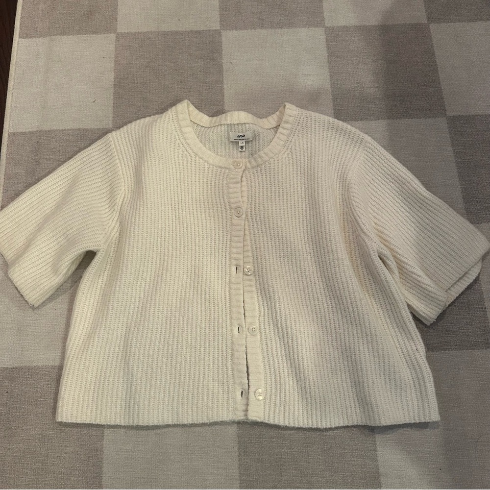 Aerie Short Sleeve Knit Cardigan